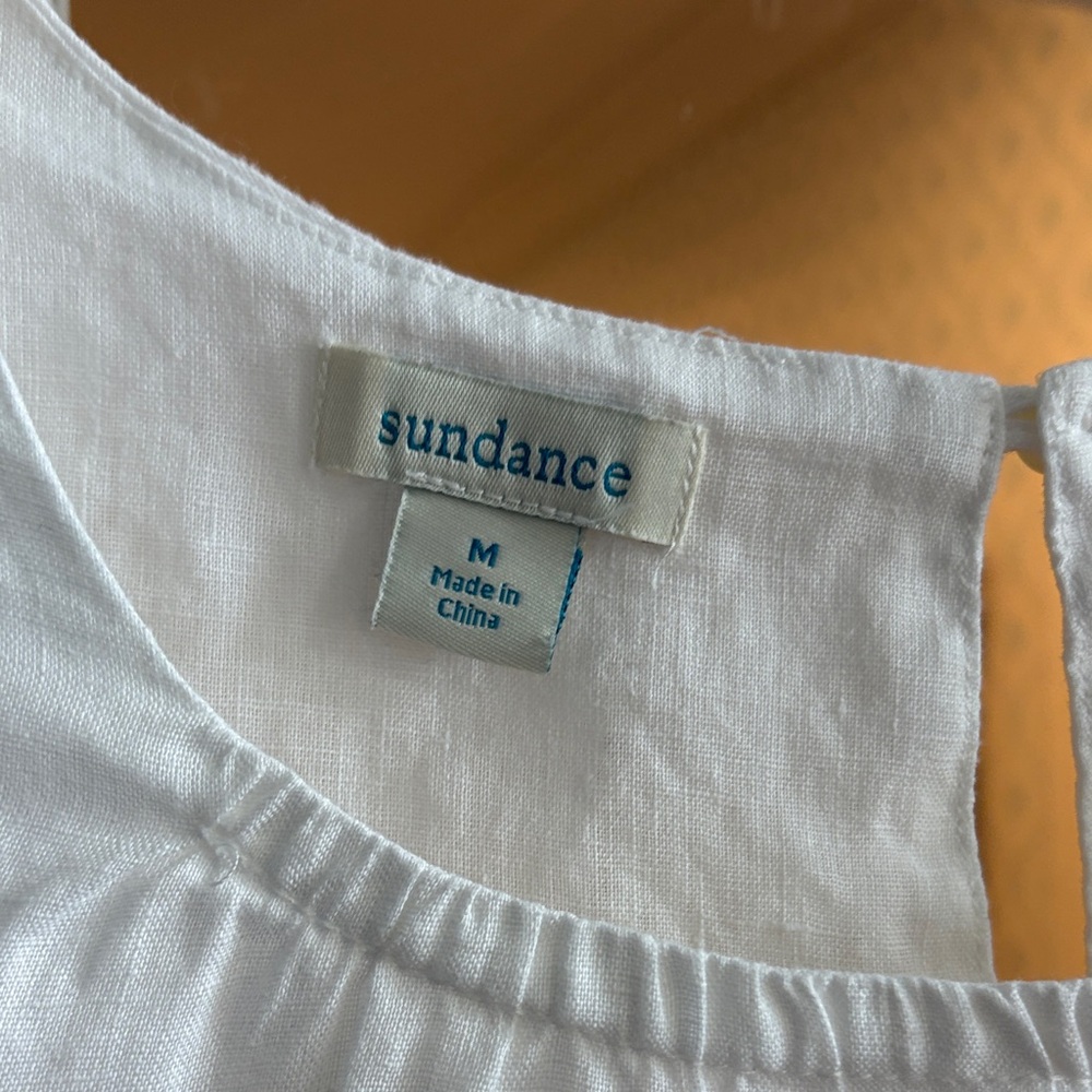 Sundance Linen White Ruffled Blouse - Picture 2 of 5
